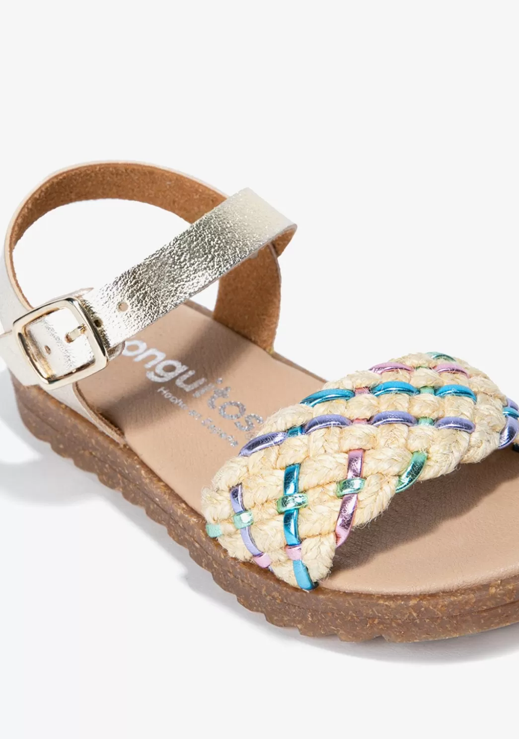 Shop Sandalias De Niña Trenzado Metalizado Multicolor Sandalias