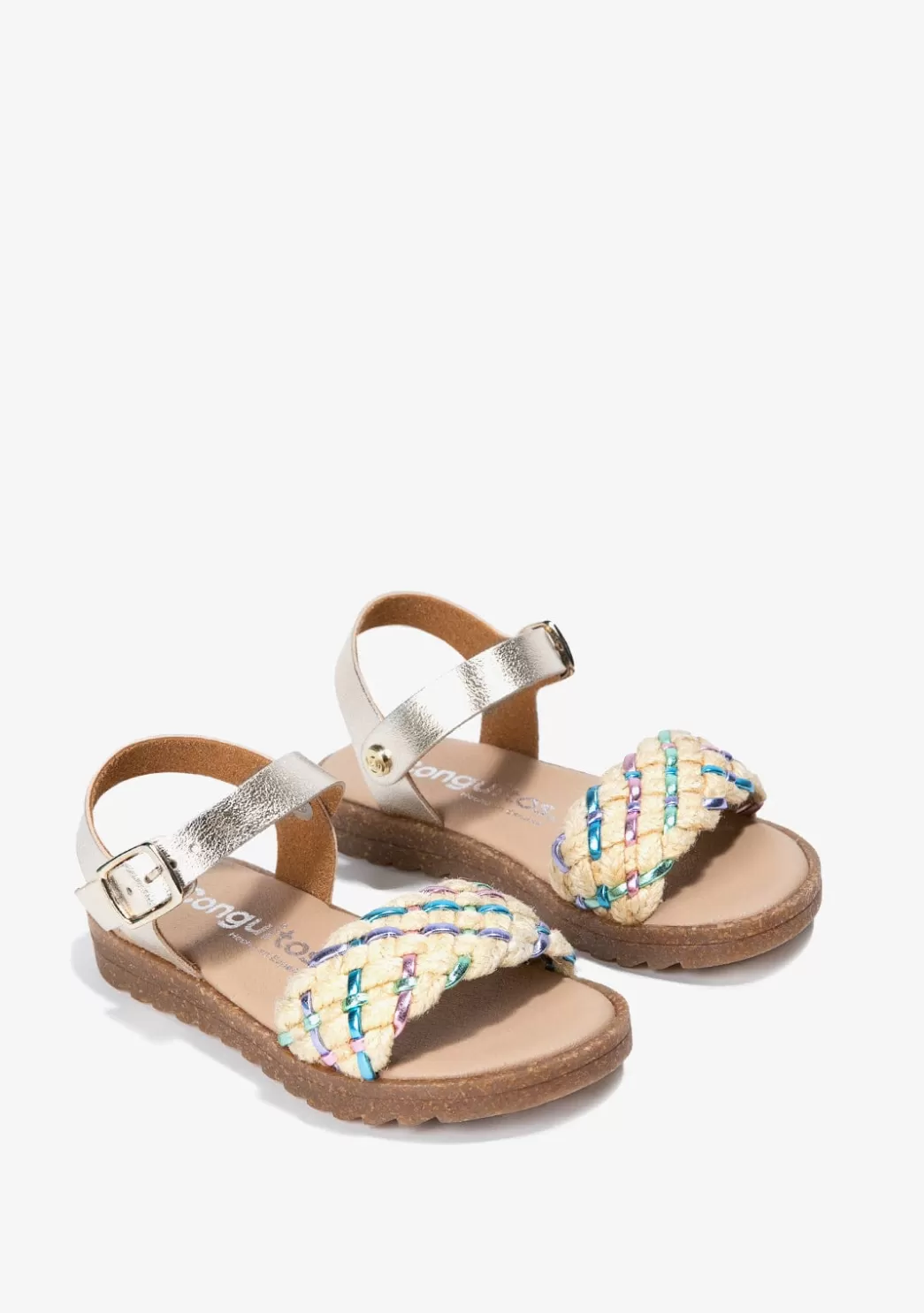 Shop Sandalias De Niña Trenzado Metalizado Multicolor Sandalias