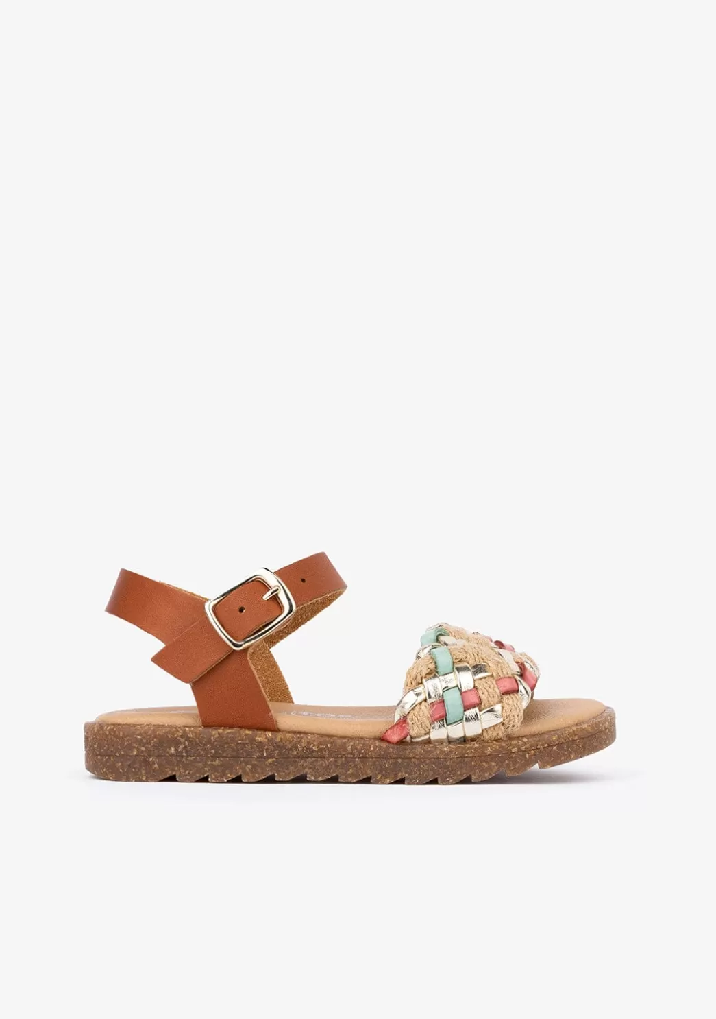 Shop Sandalias De Niña Trenzado Piel Marrón Sandalias