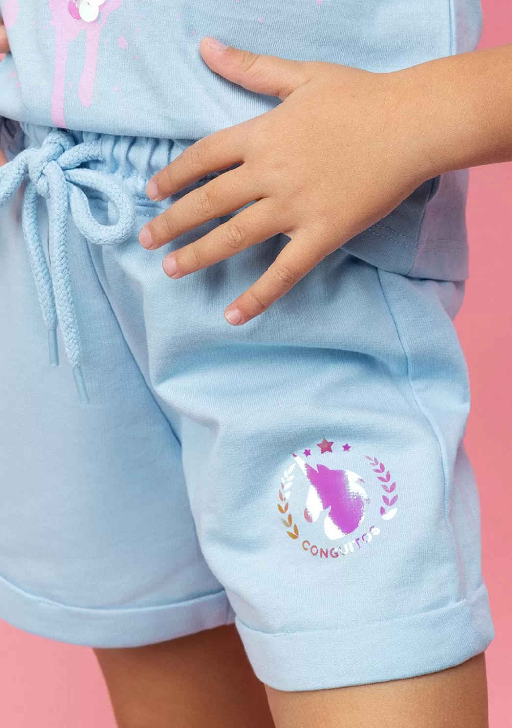 Best Sale Short Deportivo De Niña Liso Unicornio Celeste Shorts