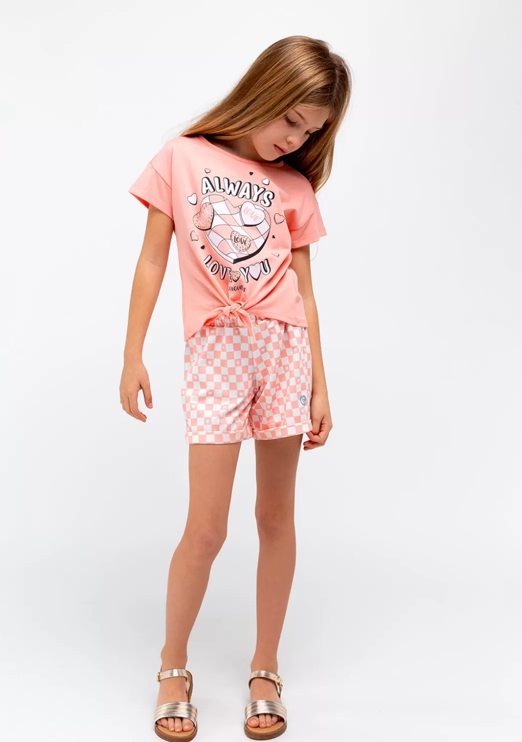 Best Short Niña Cuadros Naranja Shorts