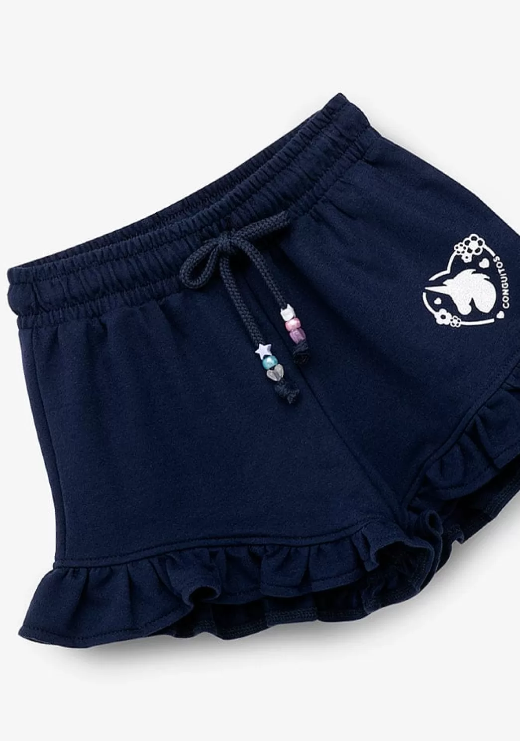 Flash Sale Short Niña Felpa Unicornio Azul Marino Shorts