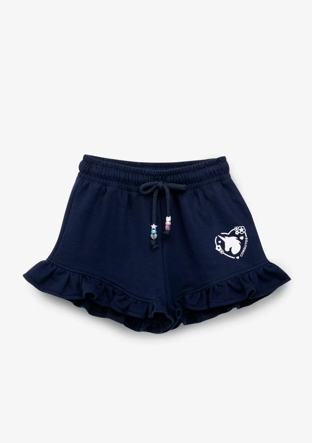 Flash Sale Short Niña Felpa Unicornio Azul Marino Shorts