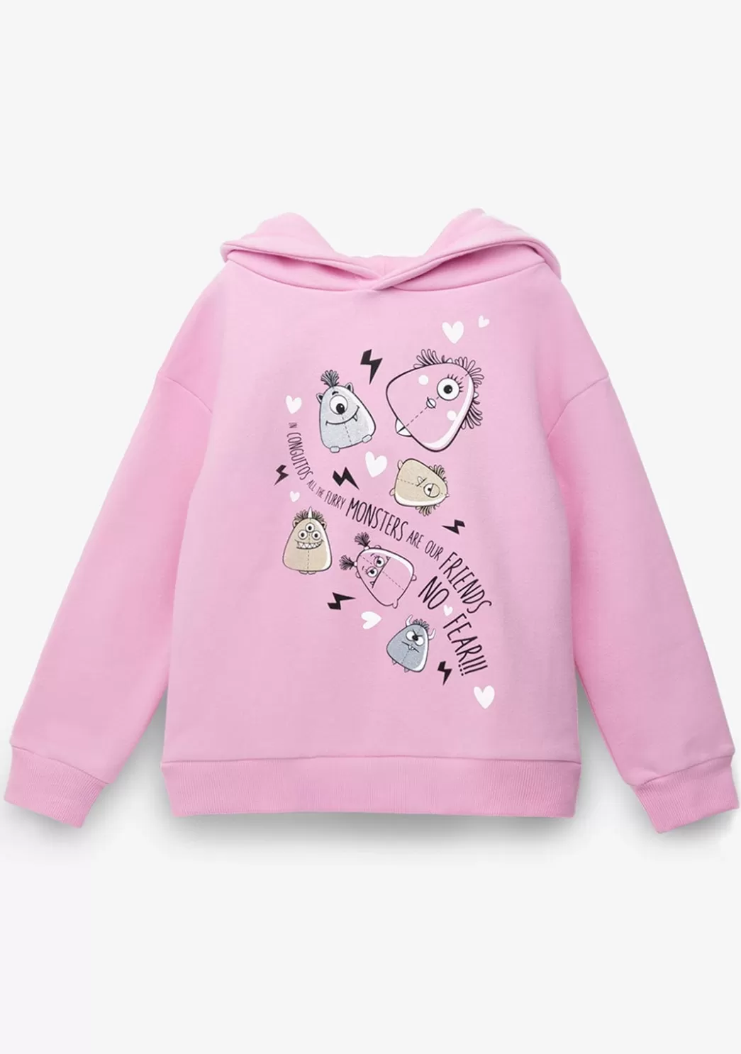 Store Sudadera De Niña Capucha Monstruos Rosa Sudaderas