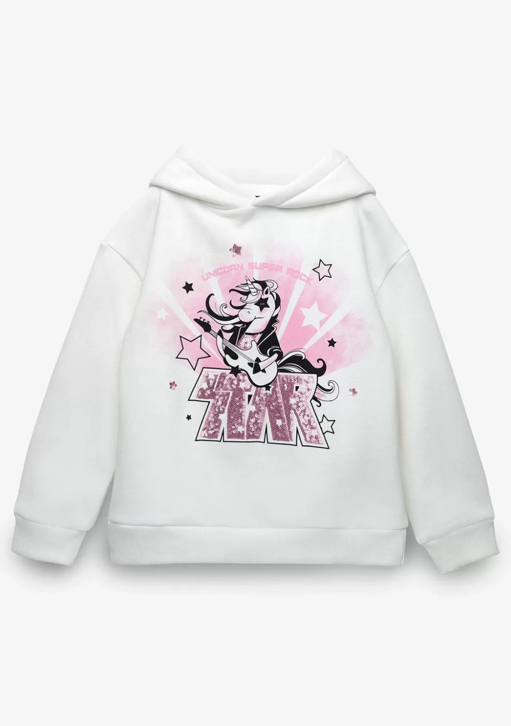 Cheap Sudadera De Niña Capucha Rock Blanco Sudaderas