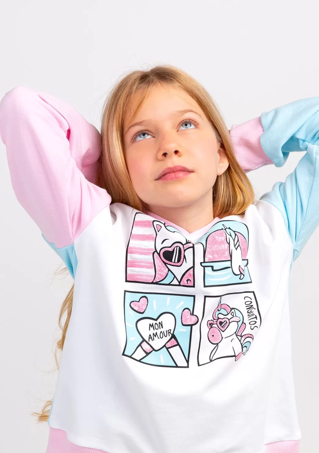 Sale Sudadera Niña Lentejuelas Unicornio Multicolor Sudaderas