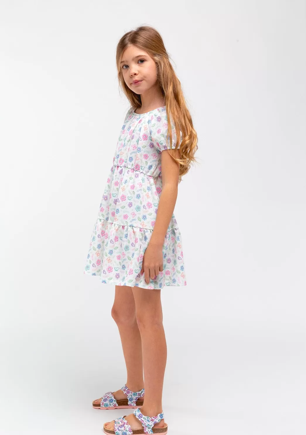 Clearance Vestido Niña Estampado Flores Blanco Vestidos De Verano | Vestidos