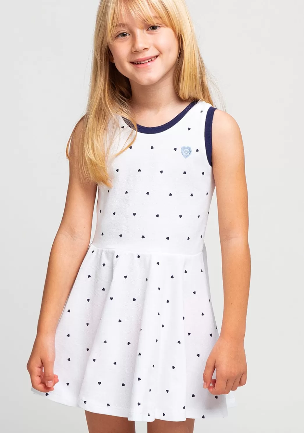 Store Vestido De Niña Blanco Corazones Skater Vestidos De Verano | Vestidos