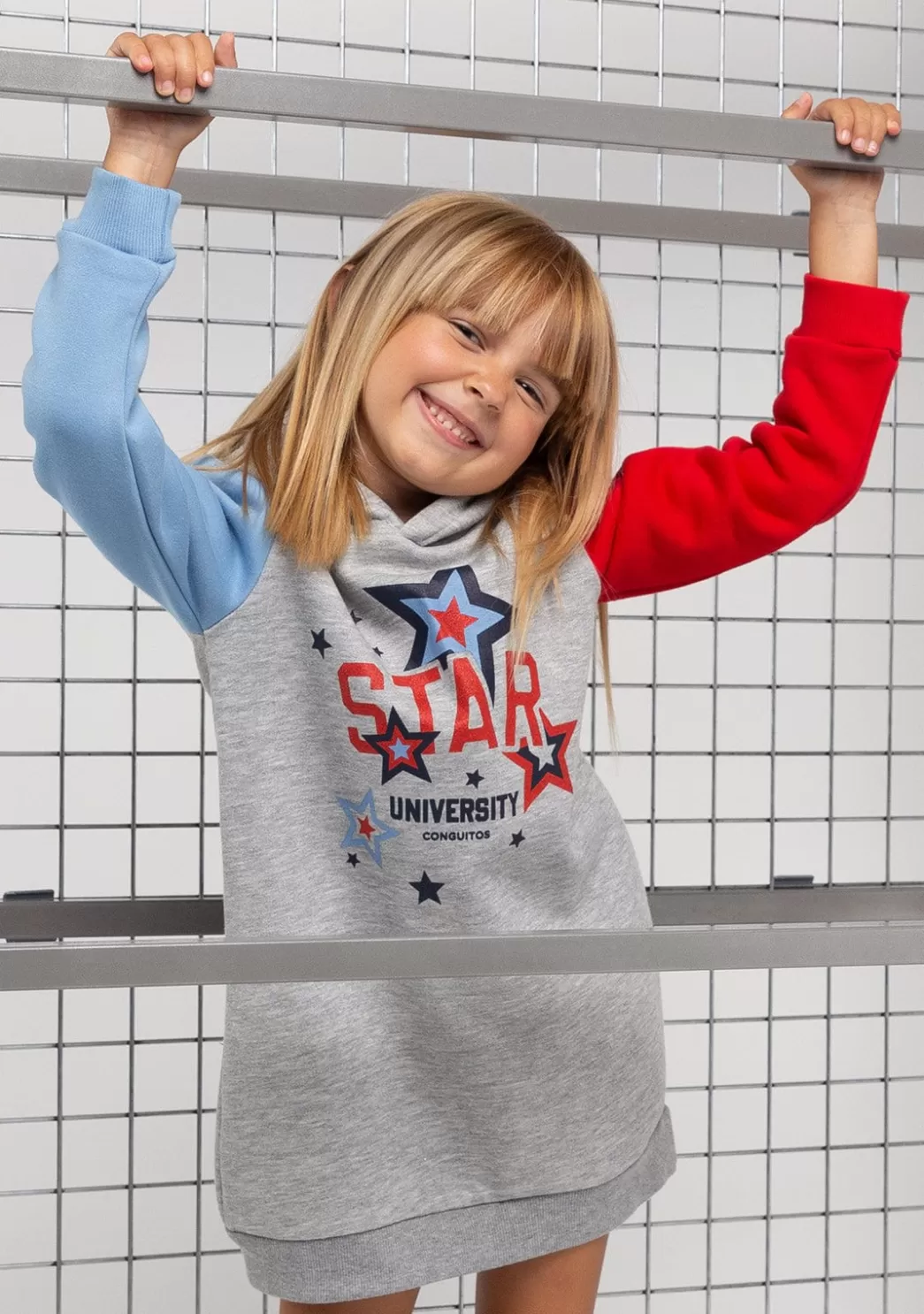 Fashion Vestido De Niña Color Block Capucha Gris Vestidos Sudadera | Vestidos
