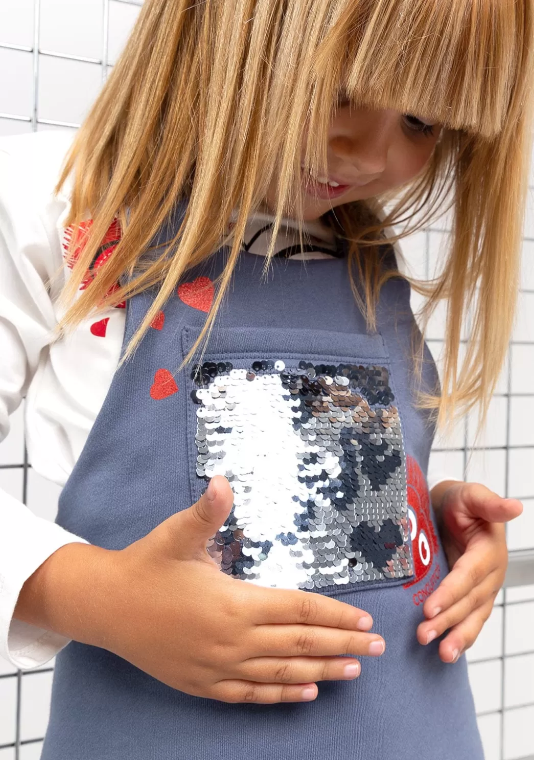 Discount Vestido De Niña Pichi Lentejuelas Corazón Gris Vestidos Sudadera | Vestidos