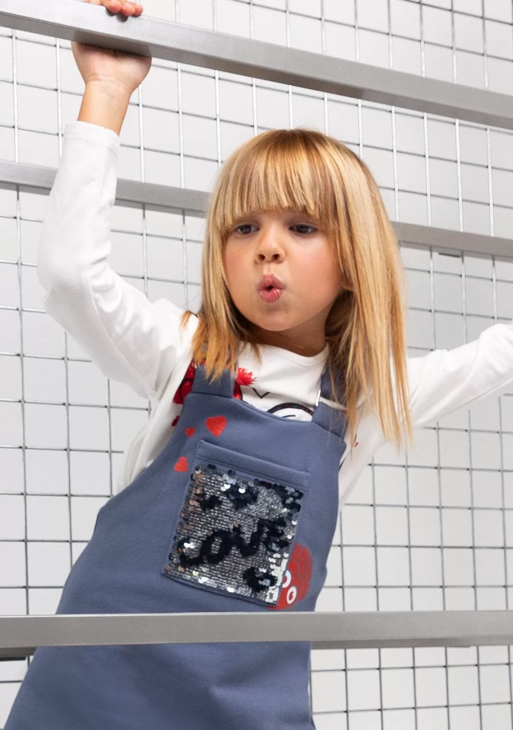 Discount Vestido De Niña Pichi Lentejuelas Corazón Gris Vestidos Sudadera | Vestidos