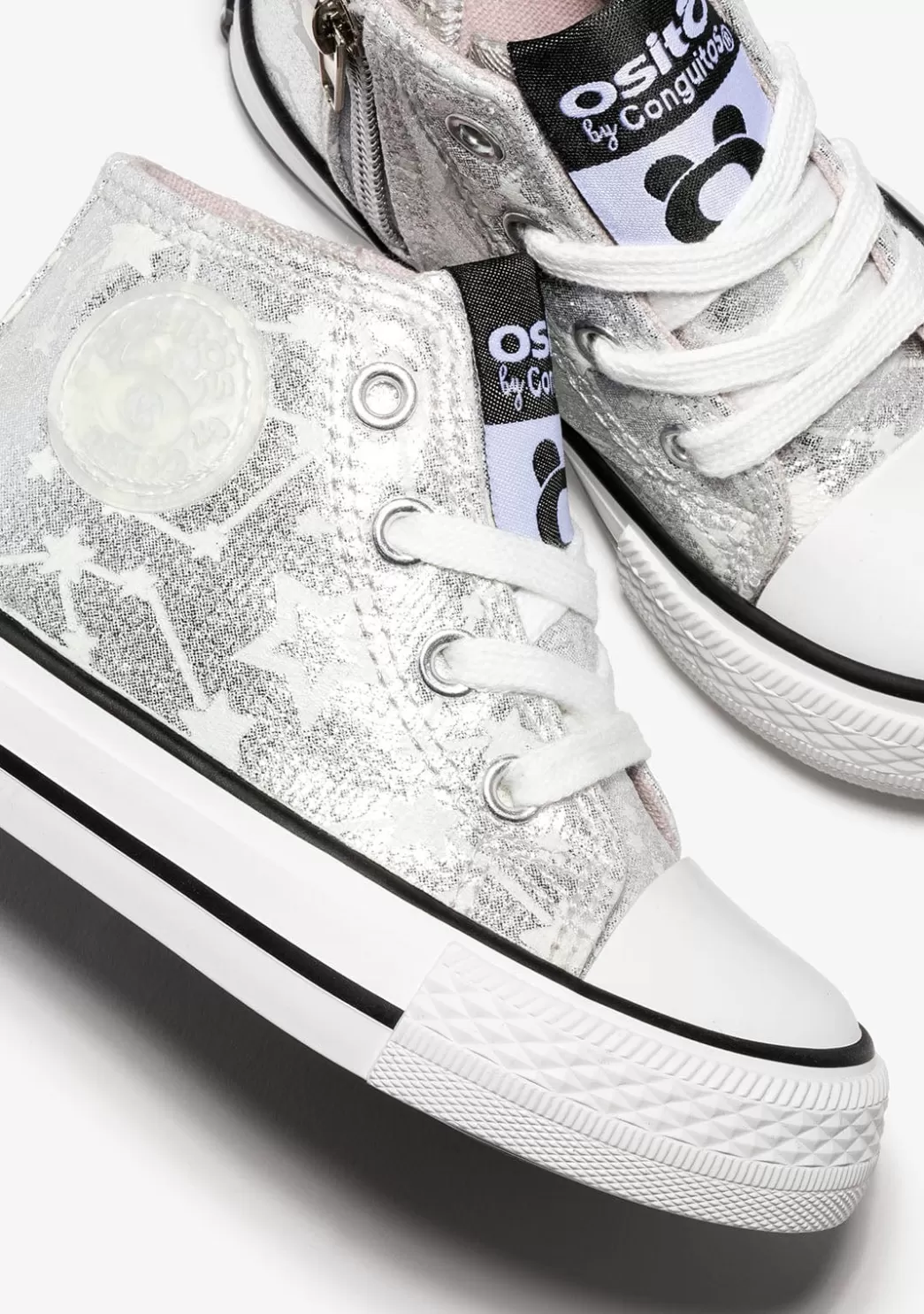 Sale Zapatillas Altas De Bebé Brillo En La Oscuridad Estrellas Plata Zapatillas | Zapatillas