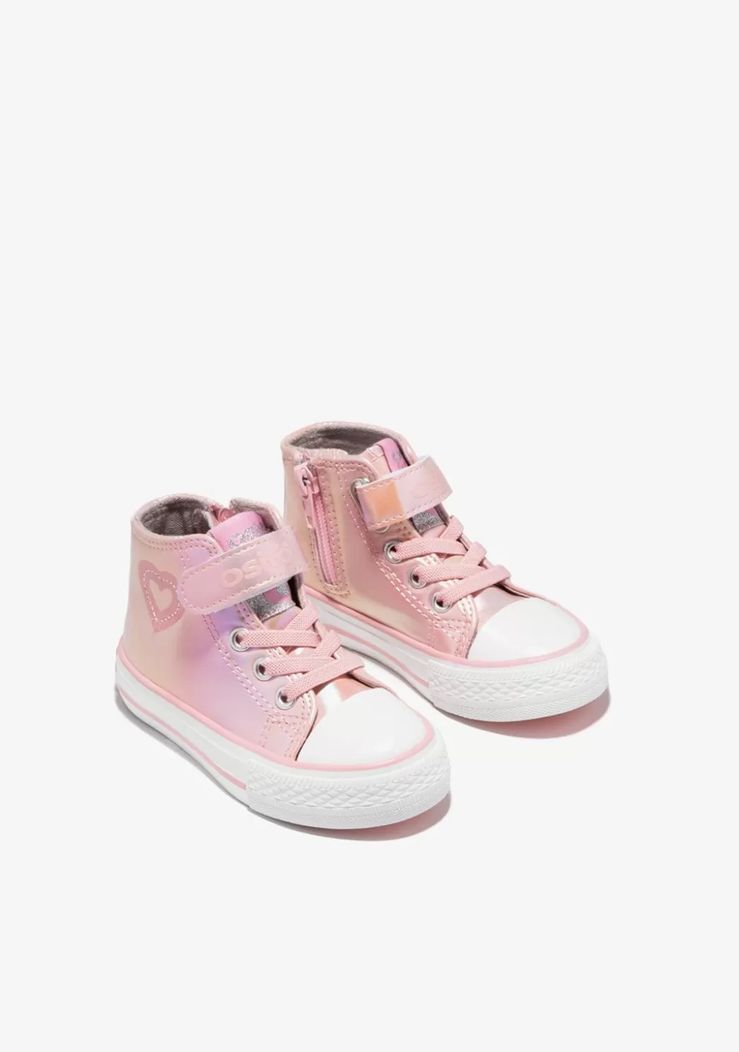 Cheap Zapatillas Altas De Bebé Charol Corazón Rosa Zapatillas | Zapatillas