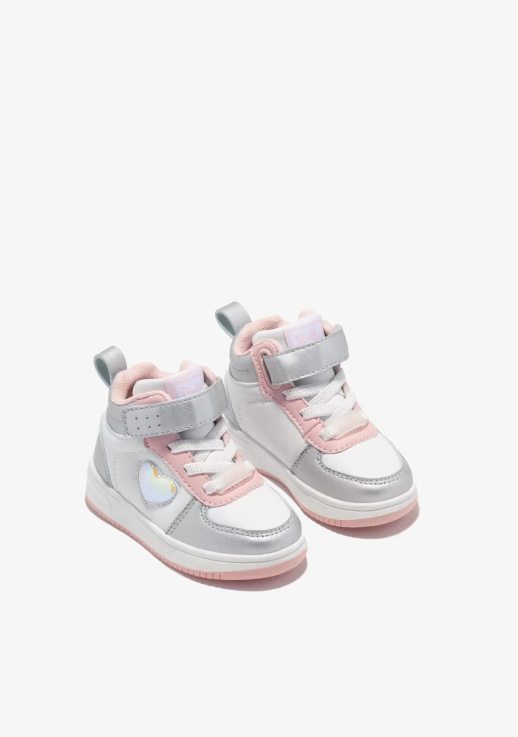 Fashion Zapatillas Altas De Bebé Con Luz Corazón Plata Zapatillas Con Luces | Zapatillas
