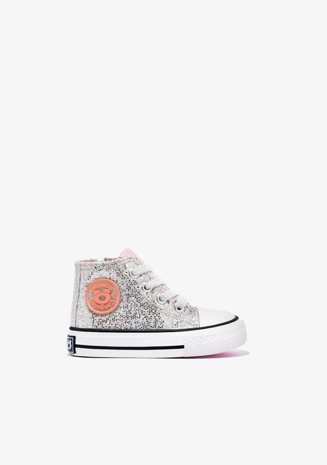 Shop Zapatillas Altas De Bebé Glitter Plata Zapatillas | Zapatillas