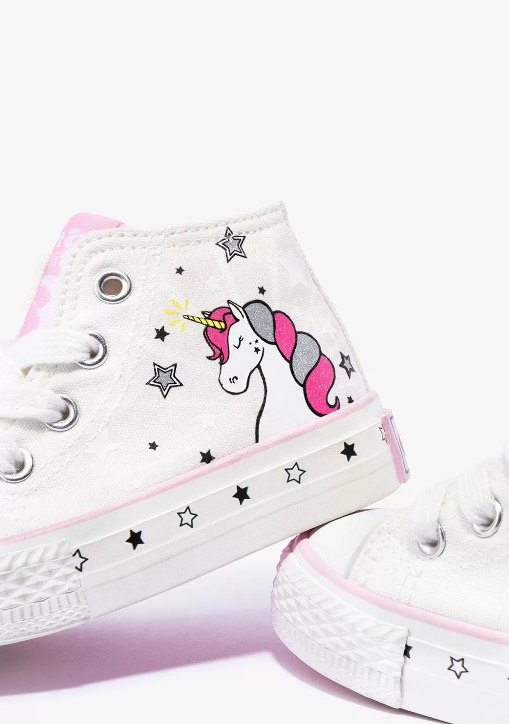 Cheap Zapatillas Altas De Bebé Unicornio Solar Lona Blanco Zapatillas | Zapatillas