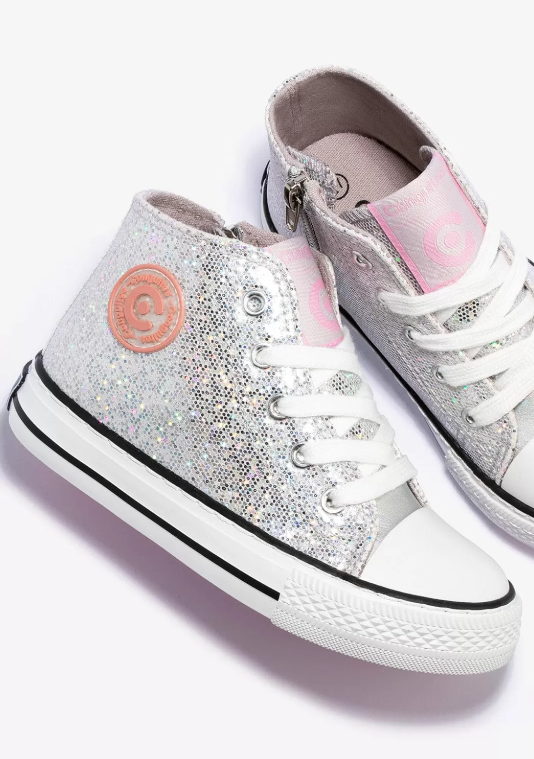 Best Sale Zapatillas Altas De Niña Glitter Plata Zapatillas