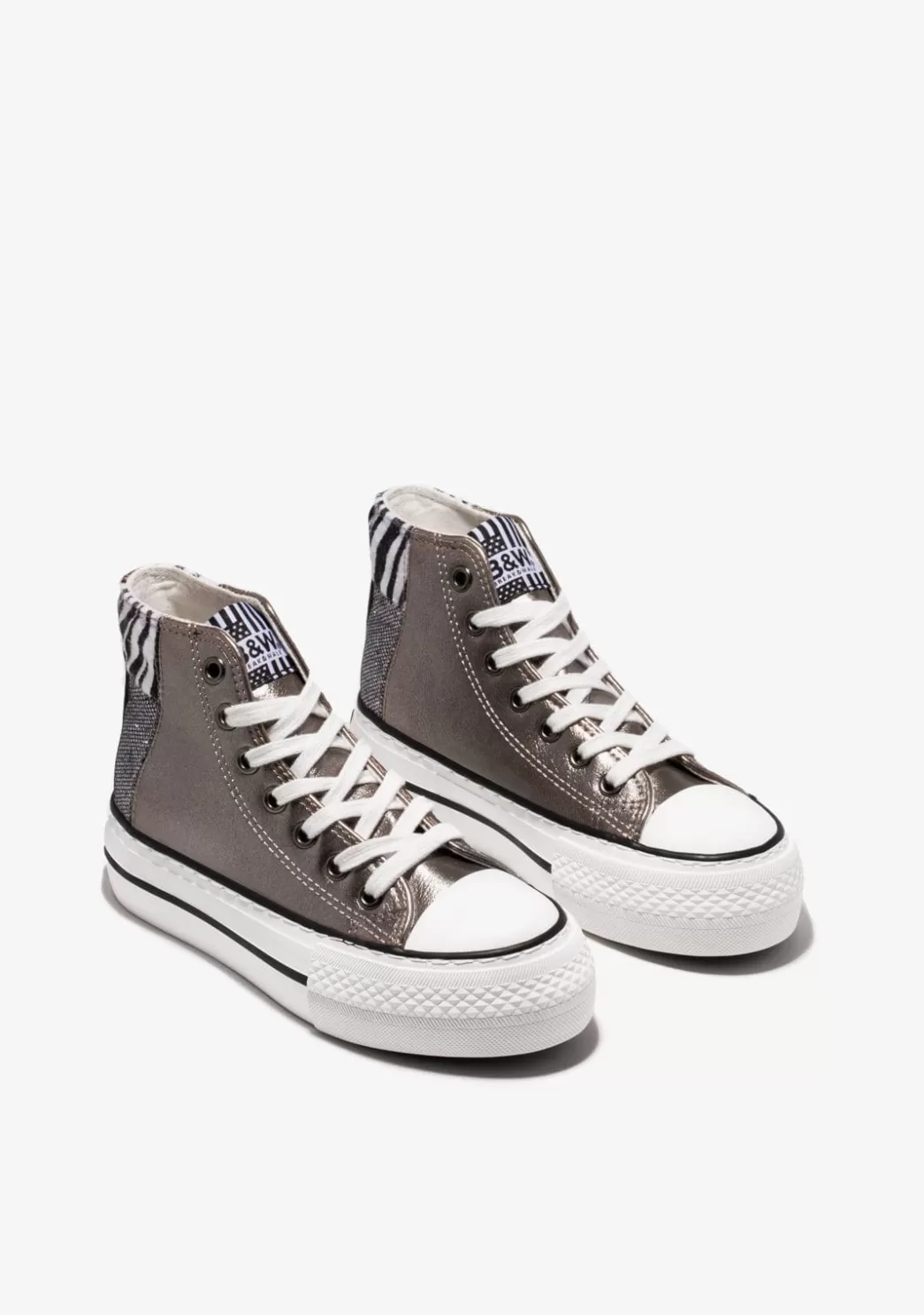 Fashion Zapatillas Altas De Niña Patchwork Multicolor B&W Zapatillas | Zapatillas