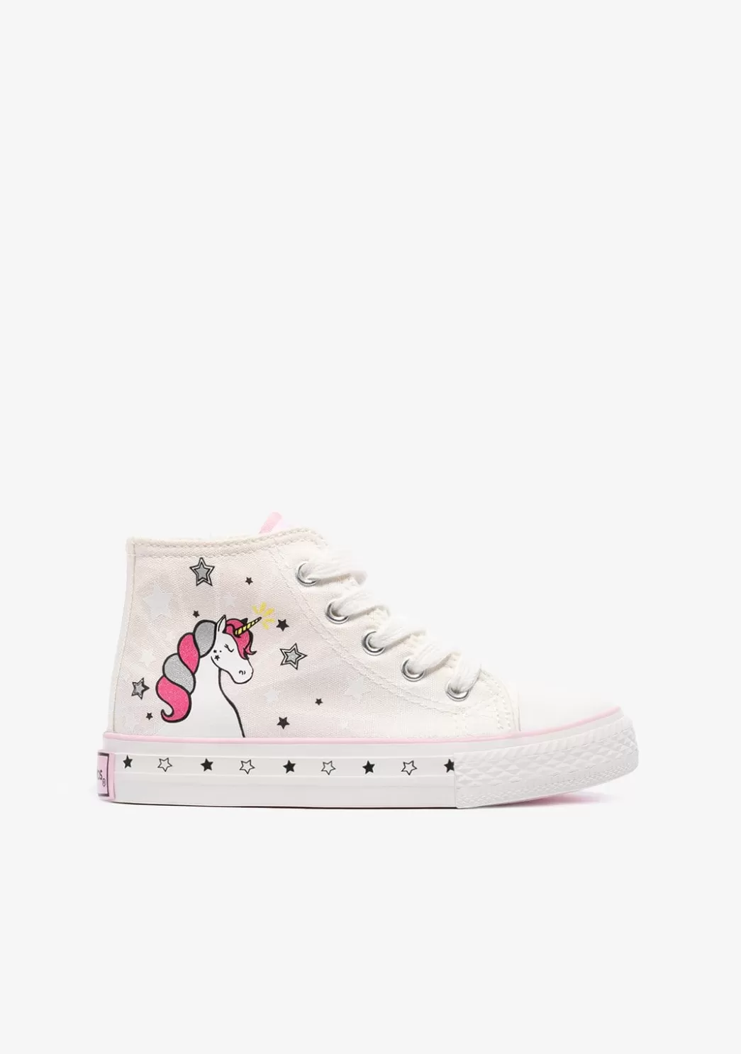 Discount Zapatillas Altas De Niña Unicornio Solar Lona Blanco Zapatillas