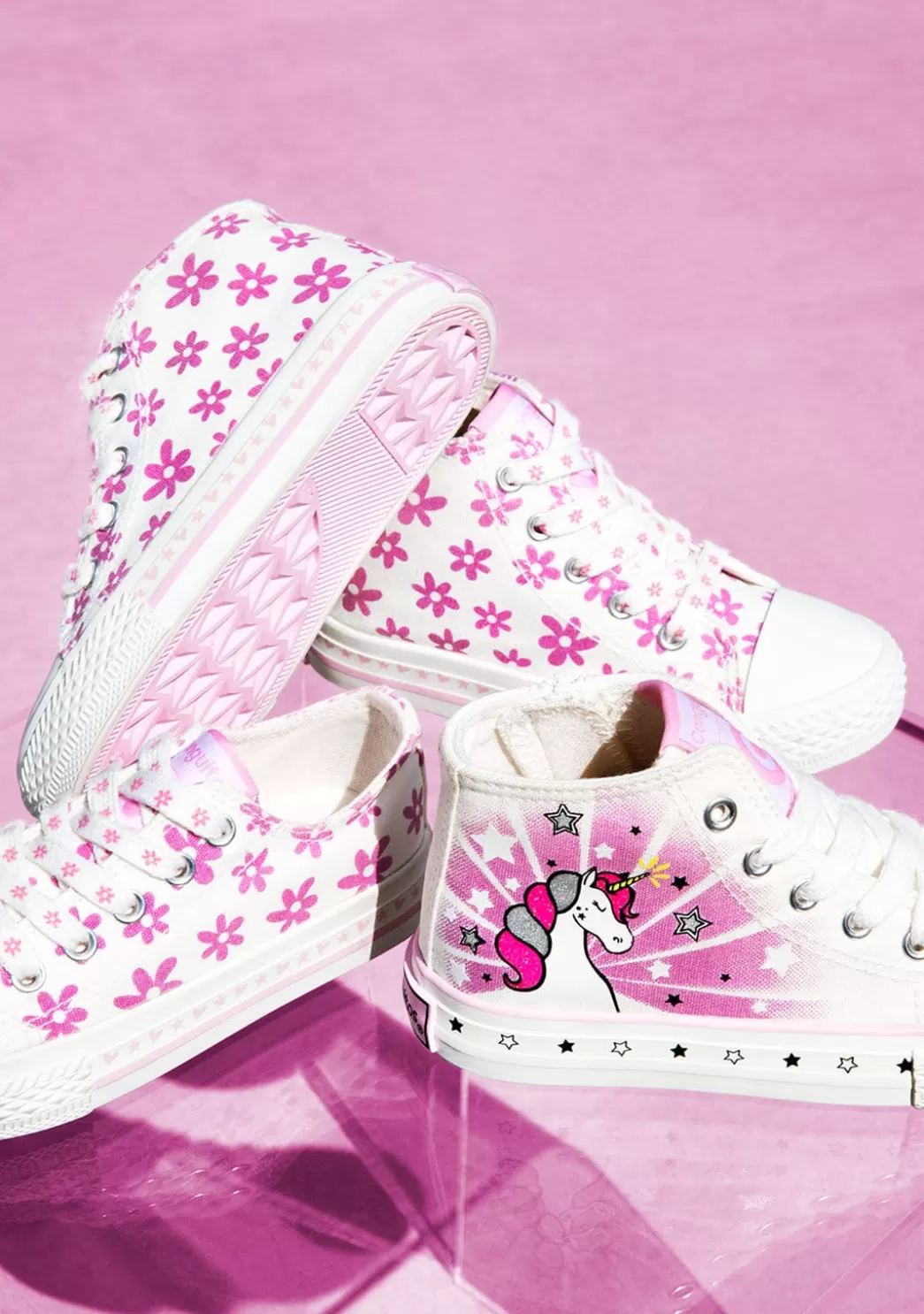 Discount Zapatillas Altas De Niña Unicornio Solar Lona Blanco Zapatillas