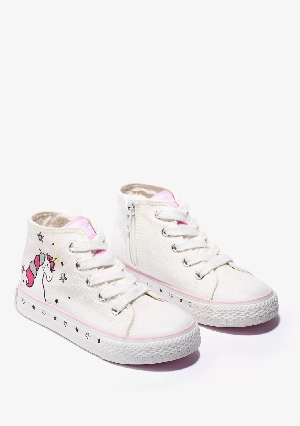Discount Zapatillas Altas De Niña Unicornio Solar Lona Blanco Zapatillas