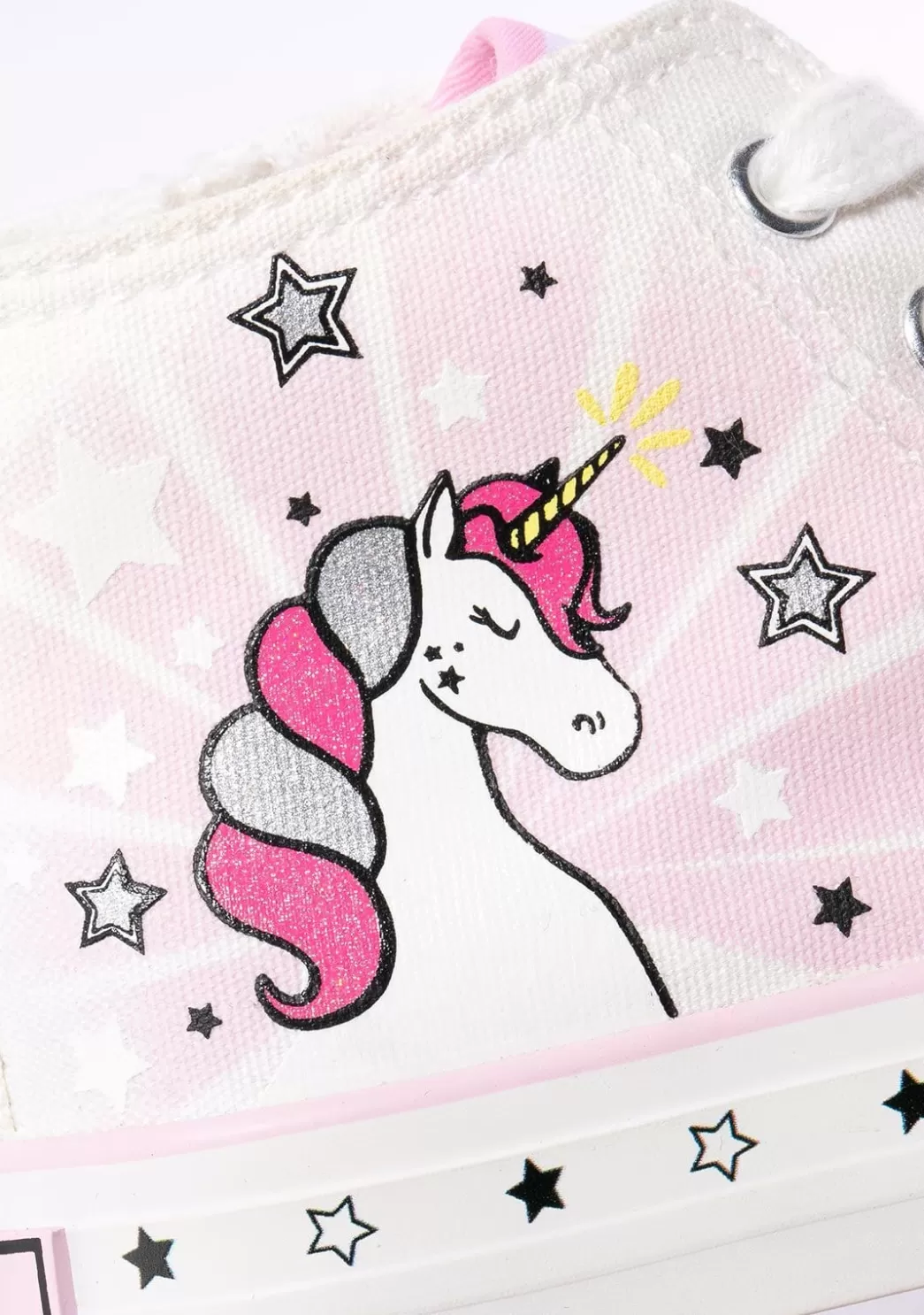 Discount Zapatillas Altas De Niña Unicornio Solar Lona Blanco Zapatillas