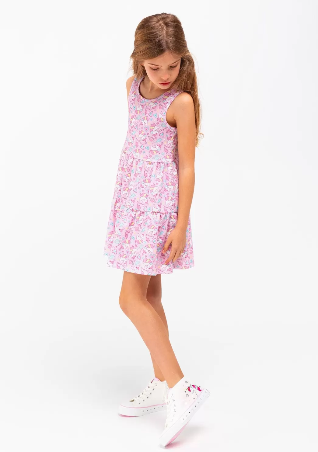 Discount Zapatillas Altas De Niña Unicornio Solar Lona Blanco Zapatillas