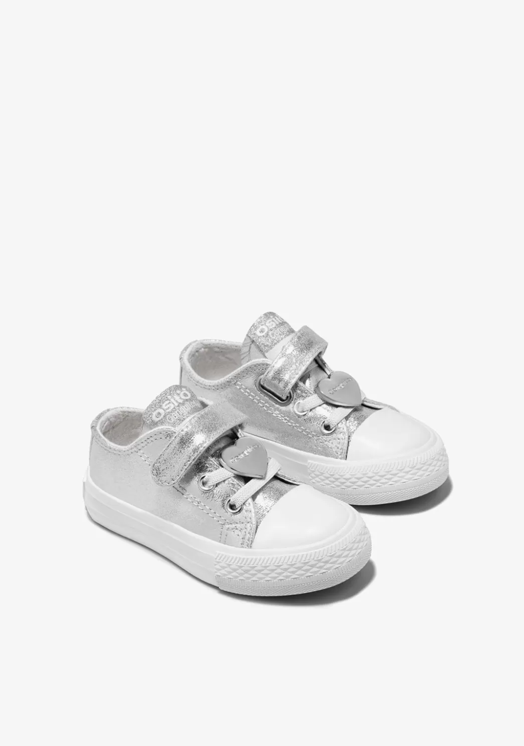 Outlet Zapatillas De Bebé Lona Plata Metalizado Zapatillas | Zapatillas