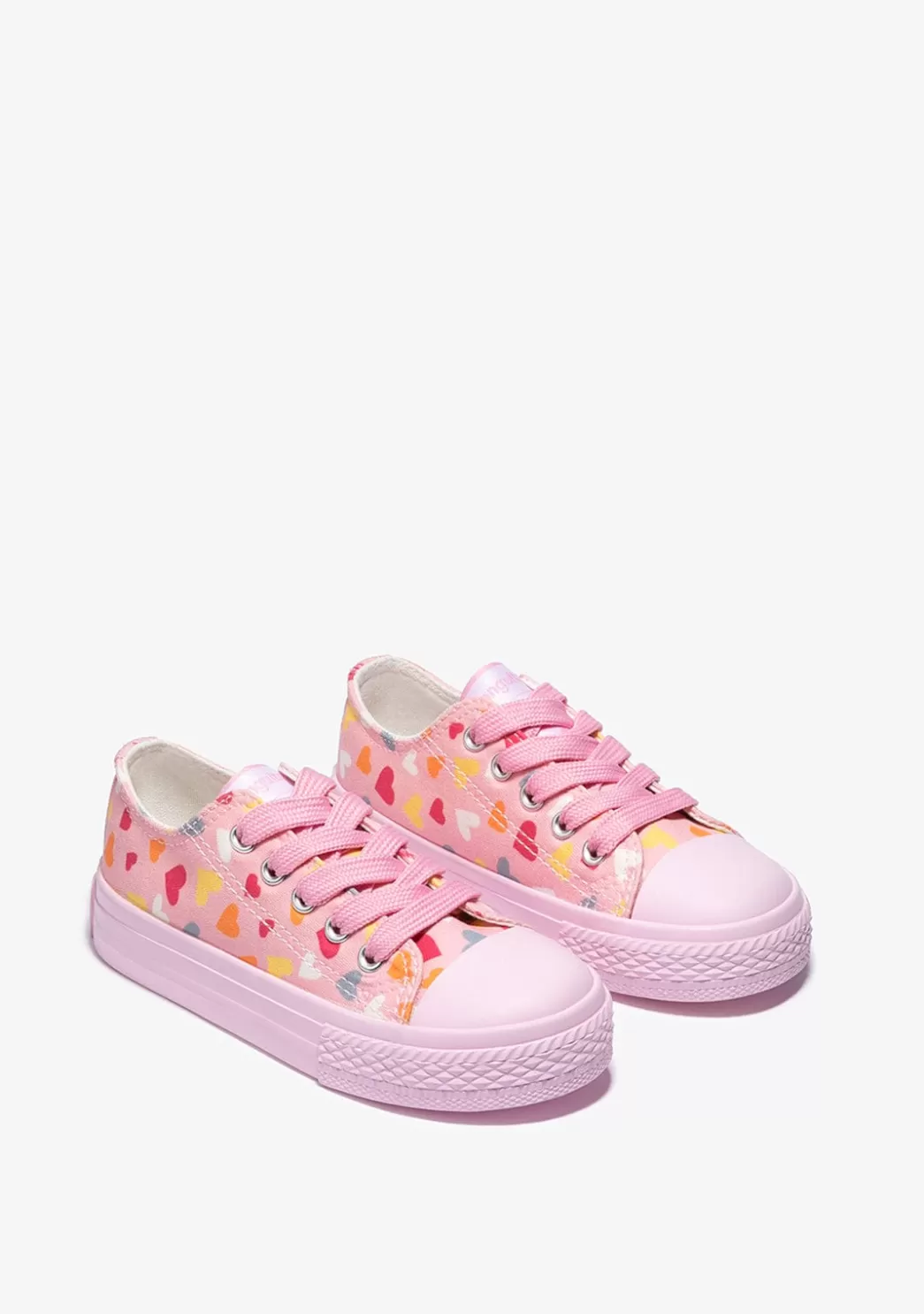 Best Sale Zapatillas De Niña Cordones Corazón Lona Rosa Zapatillas